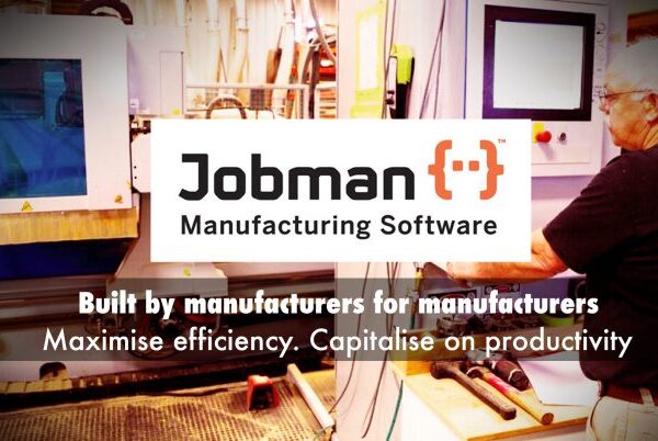 A man working at some machinery with the Jobman logo overlaid on the image