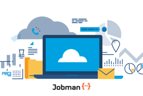 Jobman logo underneath a graphic of a computer