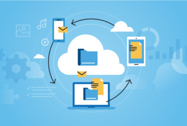 Illustration of computer syncing with the cloud