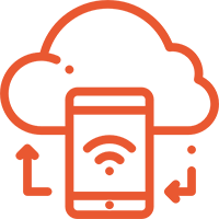 Mobile phone syncing with the cloud icon