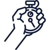 Icon of a hand holding a stopwatch