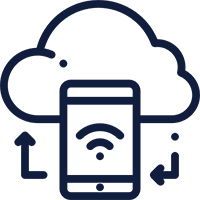 Icon of a mobile syncing with the cloud